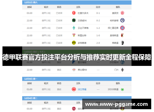 德甲联赛官方投注平台分析与推荐实时更新全程保障